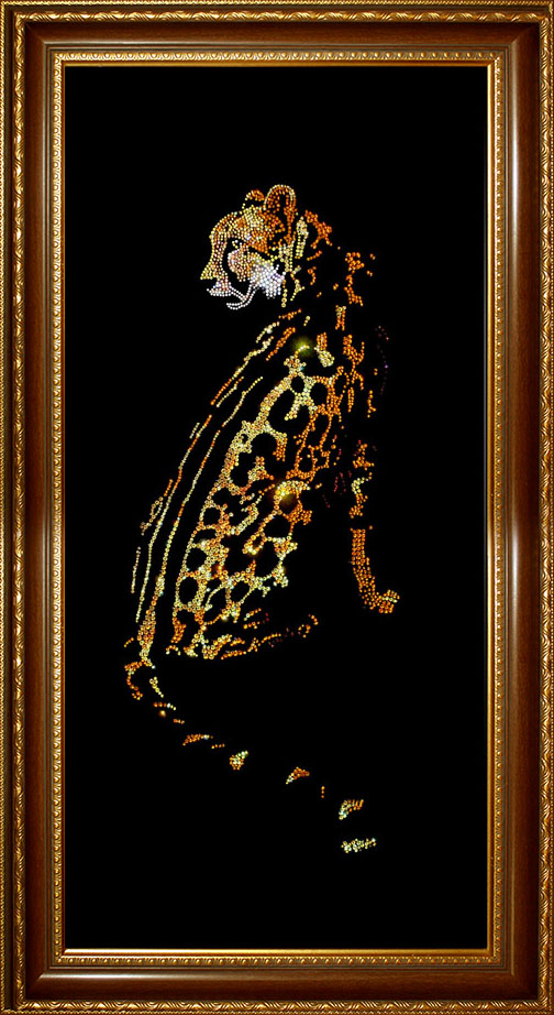 Картина с кристаллами "Гепард-принц" ( в багете) Г-069 