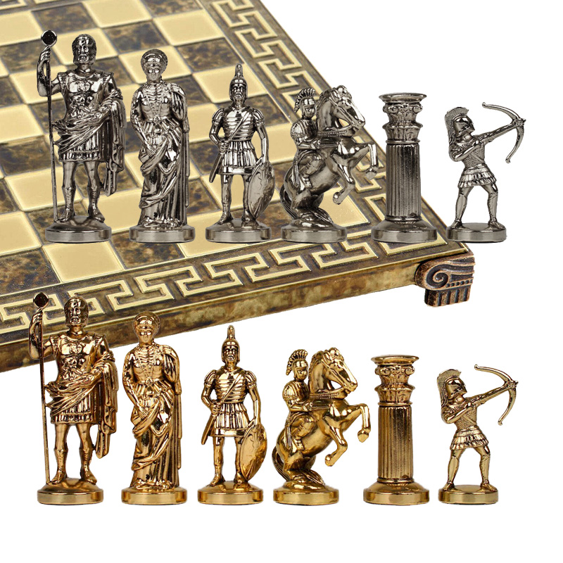 Шахматы с фигурами из бронзы Античные войны MP-S-15-28-MBRO