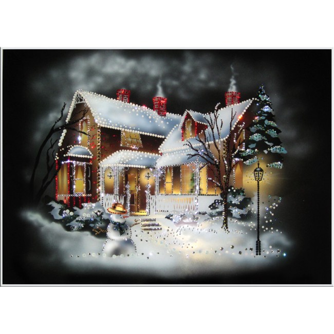 Картина с кристаллами Рождественский домик
