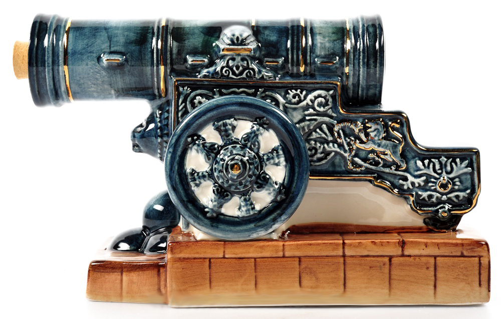 Штоф подарочный "Пушка" (цветная с золотом) Шф-188С