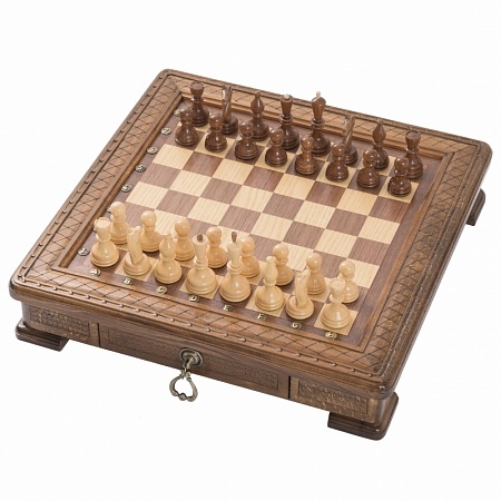 Шахматы резные "Квадро" в ларце 50, Haleyan kh161