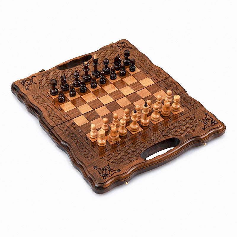 Шахматы+нарды резные 139 с ручкой 30, Haleyan kh139-3