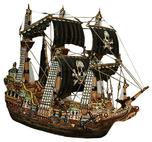 Штоф "Корабль" (цветной с золотом с пиратскими парусами) ШФ-149