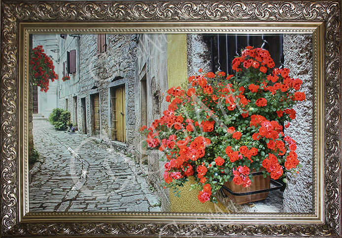 Картина с кристаллами "Цветочный переулок" ( в багете) Ц-024