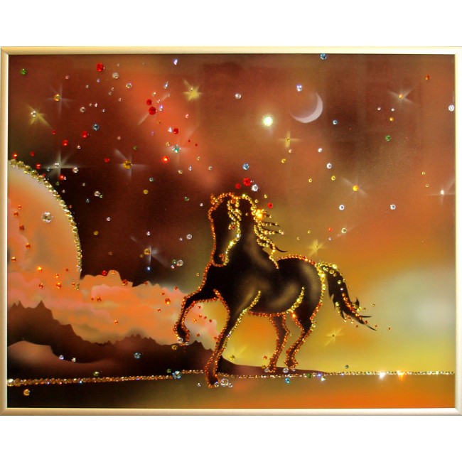 Картина с кристаллами Конь на закате