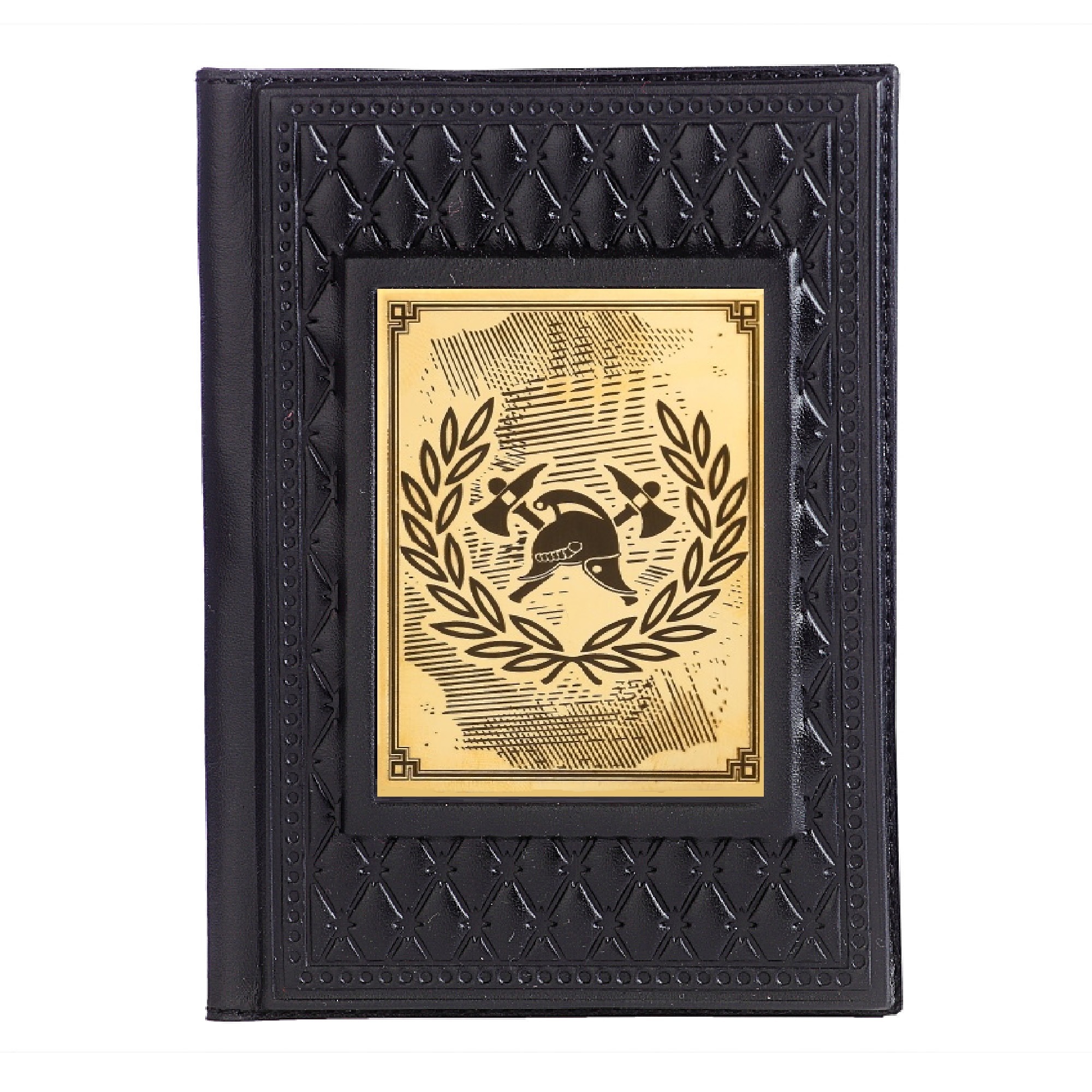 Обложка для паспорта Пожарному-4 с накладкой покрытой золотом 999 пробы 009-14-62-13