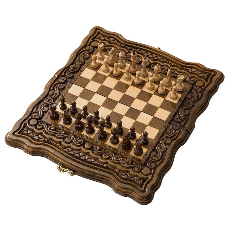 Шахматы + нарды резные "Бриз" 30, Haleyan kh126