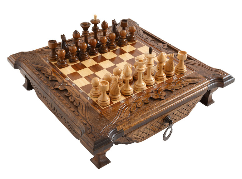 Шахматы резные в ларце с ящиками 50, Haleyan kh102
